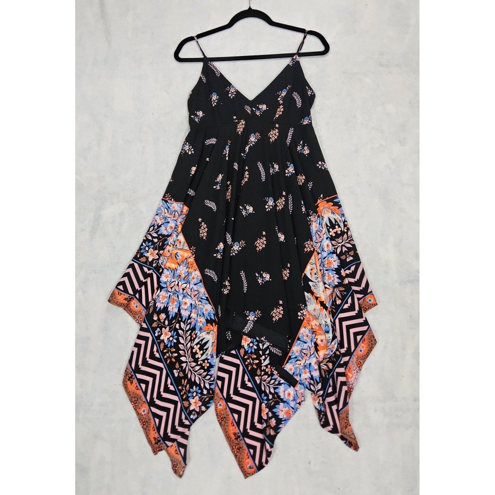 Express‎ Dress Sz XS 2 Handkerchief Boho Festival Fairycore Floral Spring Orange